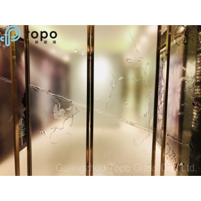 Tempering Patterned Glass Art Curtain Wall with Unique Hot Melt Process (PG-TP006)